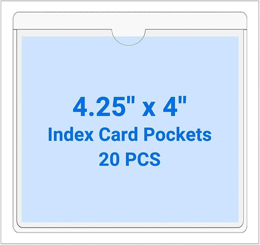 20 PCS Clear Self Adhesive Plastic Label Pockets, Top Loading Business & by Kvatr-X