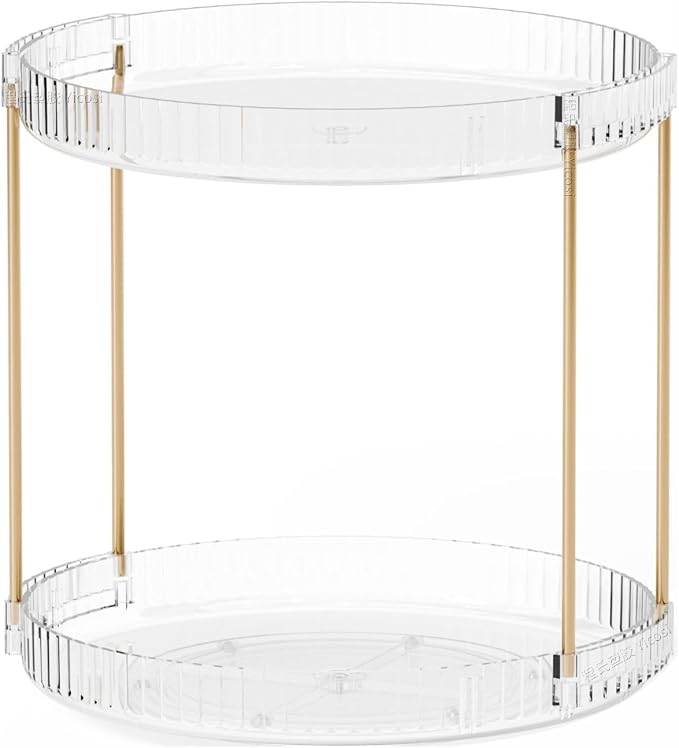 Yieach Acrylic 360 Rotating Makeup Organizer and Perfume Organizer, 2 Tier Make - Image 9