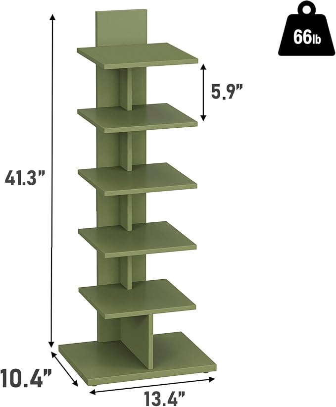 TUTOTAK Book Shelf, Narrow Spine Bookshelf, 6-Tier Bookcase - Image 2