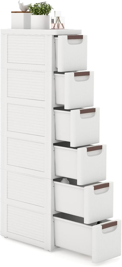 6-Drawer Narrow Storage Cabinet, Slim Rolling Cart | Mobile Plastic Cart by LOKO