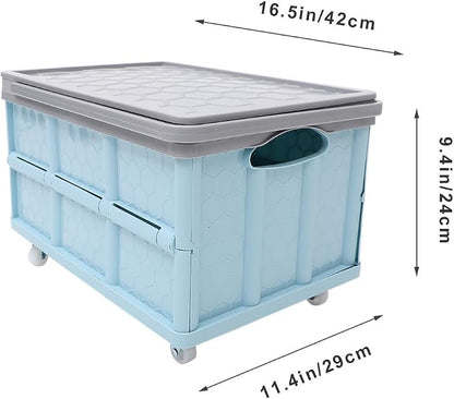 Collapsible Storage Bins with Lids, Folding Plastic Stackable Utility Crates 30L - Image 3