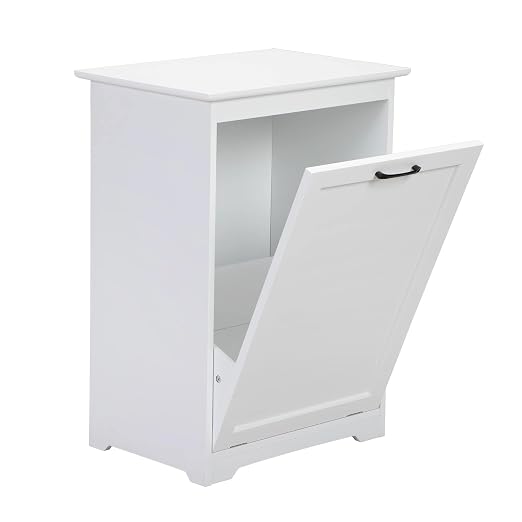 JAXPETY Tilt Out Trash Cabinet Kitchen Trash Can Holder Wood Laundry Hamper by JAXPETY