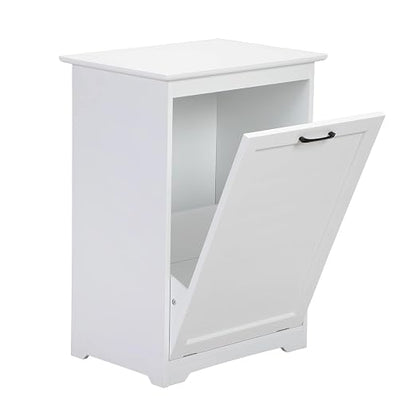 JAXPETY Tilt Out Trash Cabinet Kitchen Trash Can Holder Wood Laundry Hamper by JAXPETY