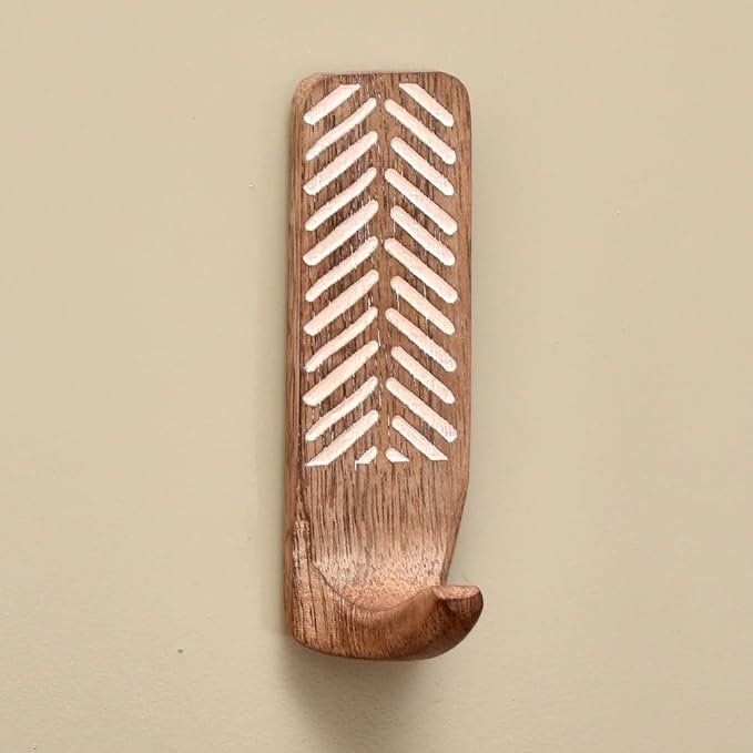 Indian Shelf 6 Pieces Wooden Adhesive Wall Hooks by IndianShelf
