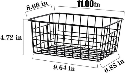 LeleCAT Wire Baskets with Handles Wire Storage Organizer Bin Baskets, Bedrooms - Image 2