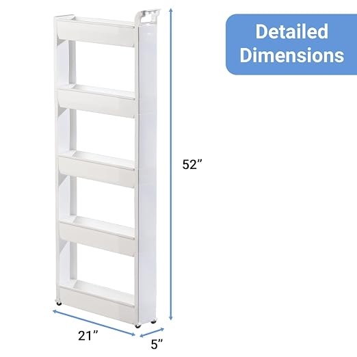 Miles Kimball 5 Tier Slim Cart, Durable Plastic, Easy Assembly, Holds Up to 6.5 - Image 6