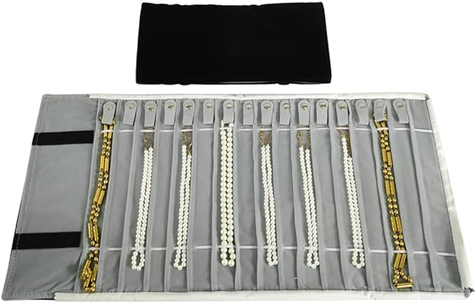Portable Jewelry Roll Untangled Secure Necklace Travel Storage Bag Displays by SCIKHEFT