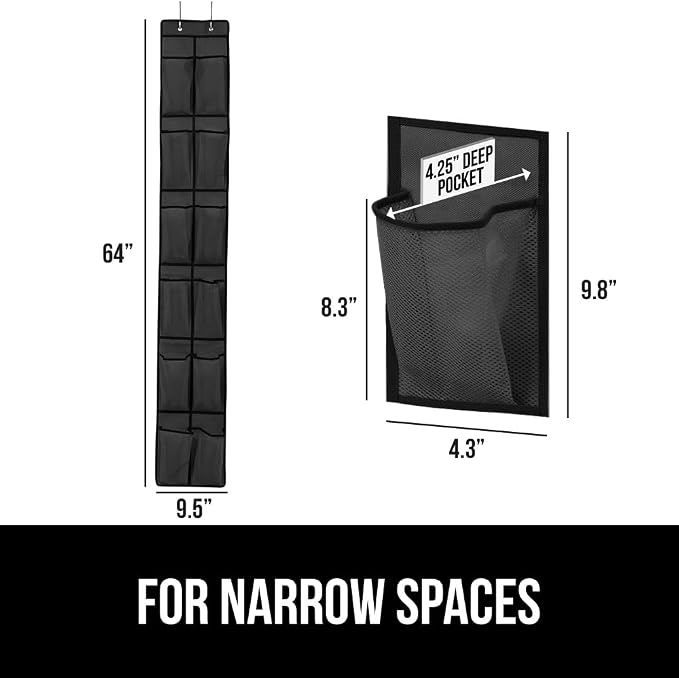 GORILLA GRIP Over the Door Shoe Organizer, 12 Large Breathable Mesh Pockets - Image 6