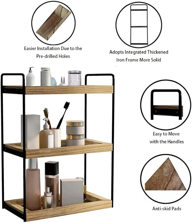 Dorhors Bathroom Counter Organizer, Countertop Tray Storage Shelf | 3 Tier - Image 4