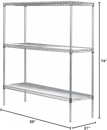 Omega 21" Deep x 36" Wide x 74" High 3 Tier Chrome Starter Shelving Unit - Image 2