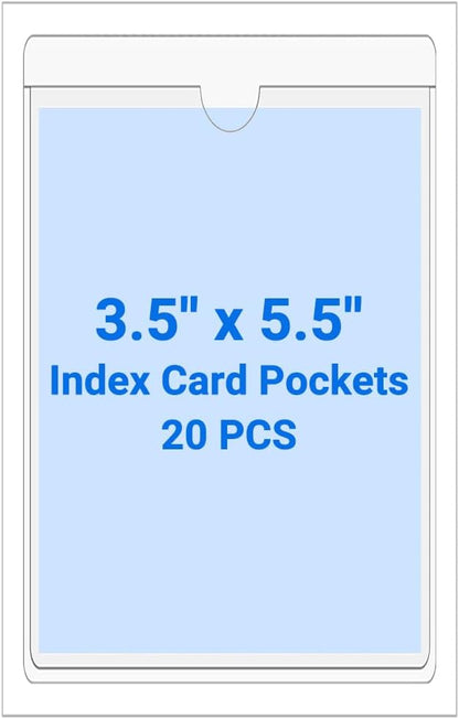 20 PCS Clear Self Adhesive Plastic Label Pockets, Top Loading Business & by Kvatr-X