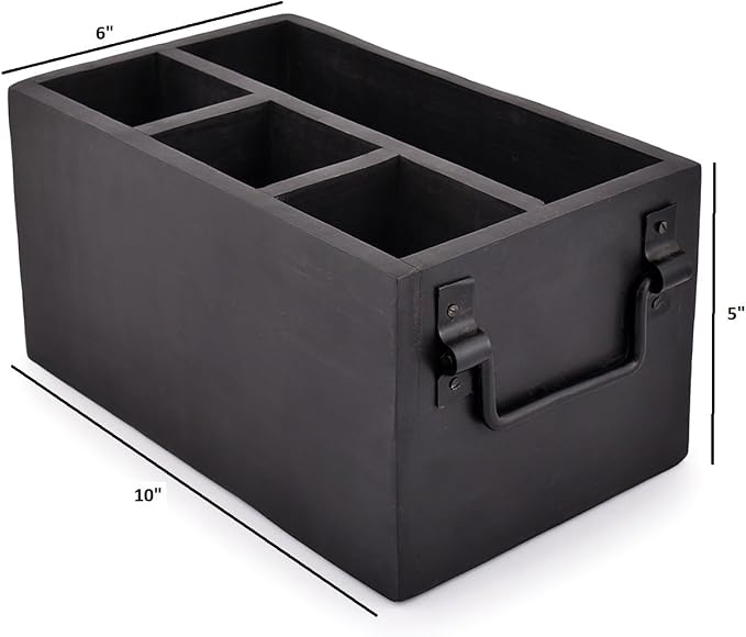 EDHAS Mango Wood 4 Compartment Flatware Caddy, Cutlery Utensil Holder - Image 5