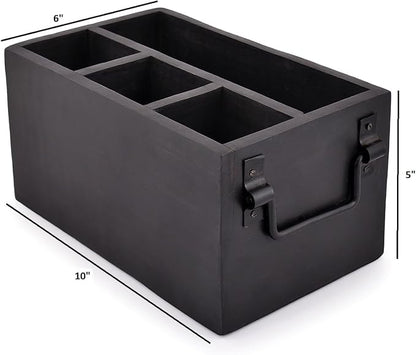 EDHAS Mango Wood 4 Compartment Flatware Caddy, Cutlery Utensil Holder - Image 5