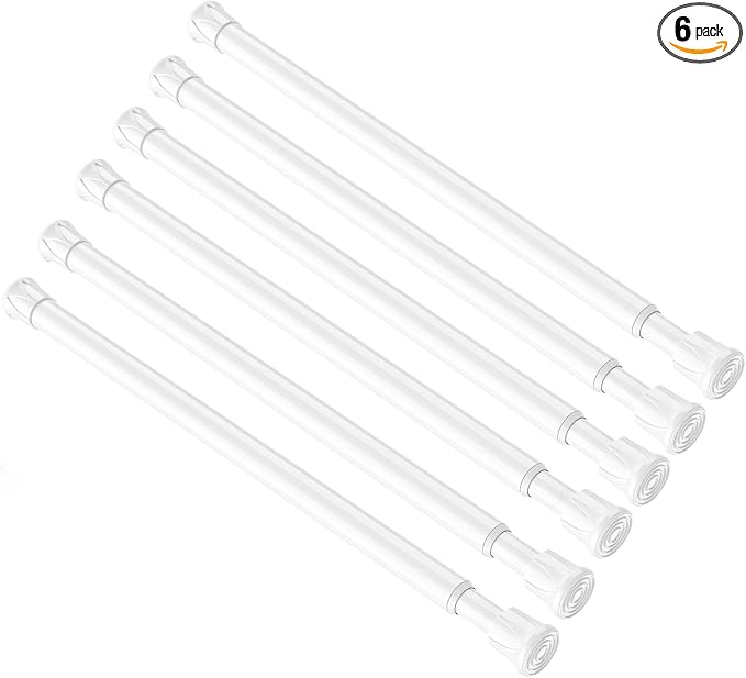 Tension Curtain Rod 16-28'' 6 Pcs White Adjustable Spring Rods | 5/8 Inch by ZipGloTensionRod