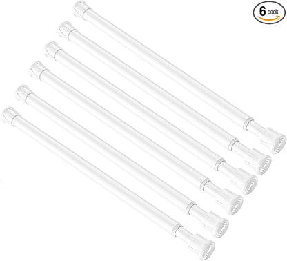 Tension Curtain Rod 16-28'' 6 Pcs White Adjustable Spring Rods | 5/8 Inch by ZipGloTensionRod
