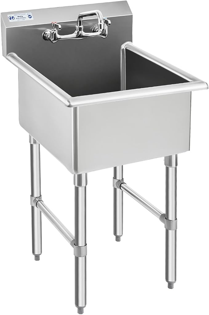 HALLY Commercial Stainless Steel Sink 1 Compartment NSF Prep & Utility Sink by HallySinksTablesH