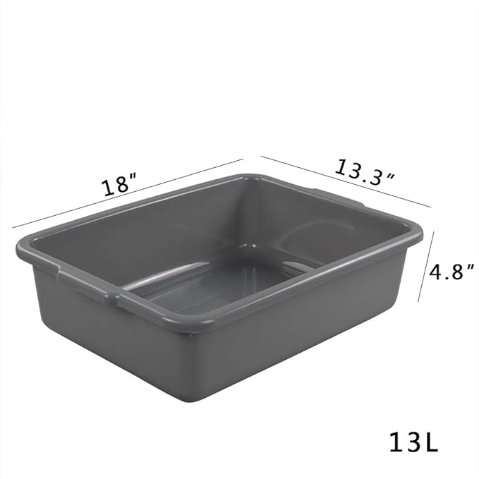 4-Pack Bus Tubs, Commercial Tote Box, Plastic Bus Box, 13 L Capacity, Food - Image 2