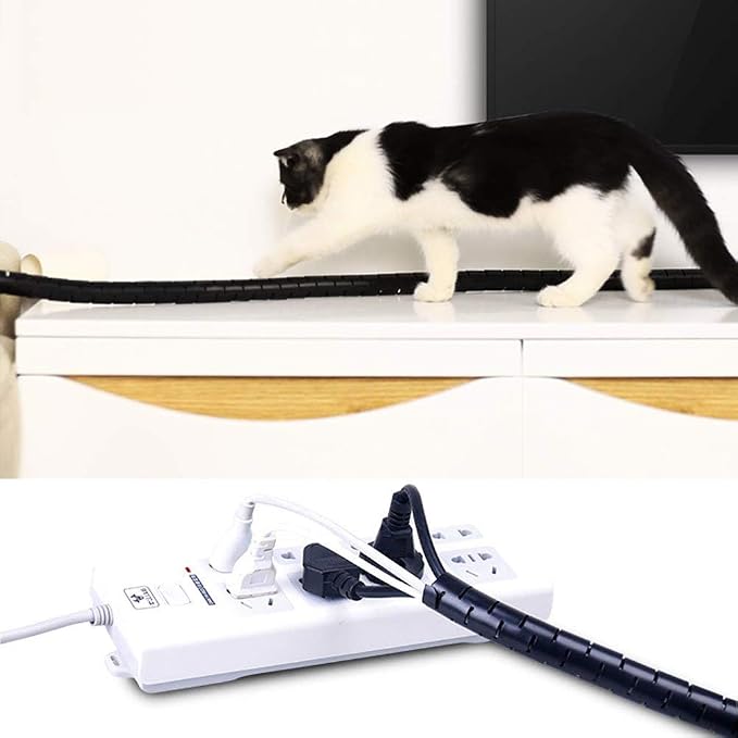 10FT Cable Management Sleeve Cord Bundler 0.8" Diameter w/Zip Clip Zipper Wire - Image 8