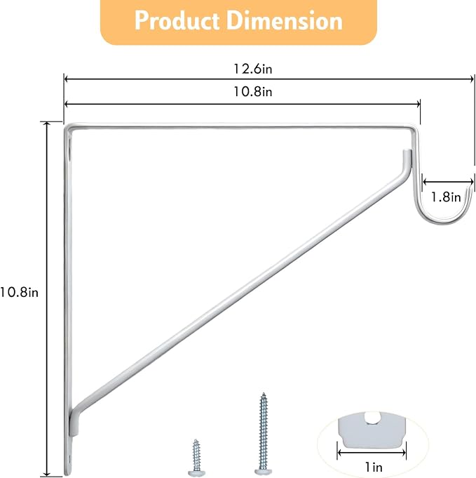 10-Pack Closet Rod Bracket, Heavy Duty Closet Shelf Brackets Wall Mounted - Image 2