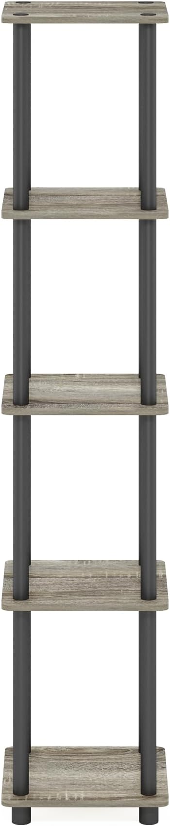 FURINNO Turn-N-Tube 5-Tier Corner Square Rack Display Shelf, French Oak - Image 7