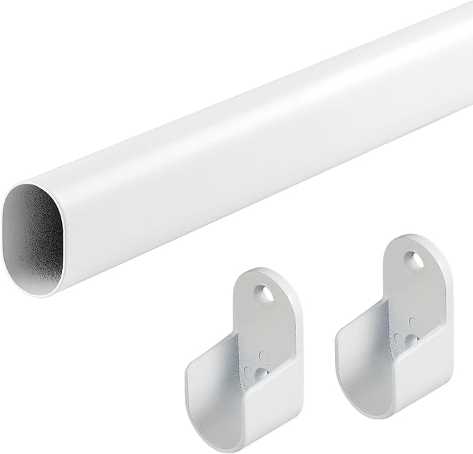 Oval Closet Rod for Hanging Clothes 18 to 40 Inch Adjustable Closet Rods 1 inch by VIOREMOS