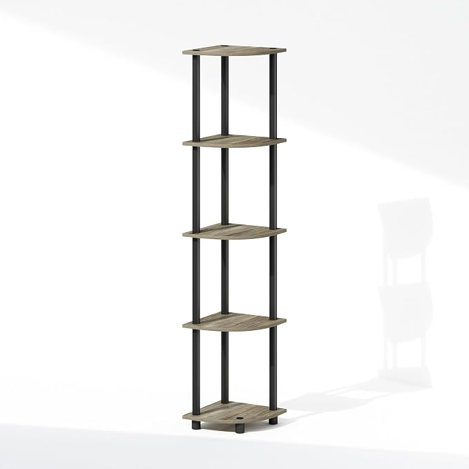 Furinno Turn-N-Tube Storage Shelves, 5-Tier Book Shelf, Corner Shelf, Toolless - Image 4