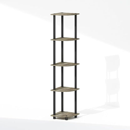 Furinno Turn-N-Tube Storage Shelves, 5-Tier Book Shelf, Corner Shelf, Toolless - Image 4