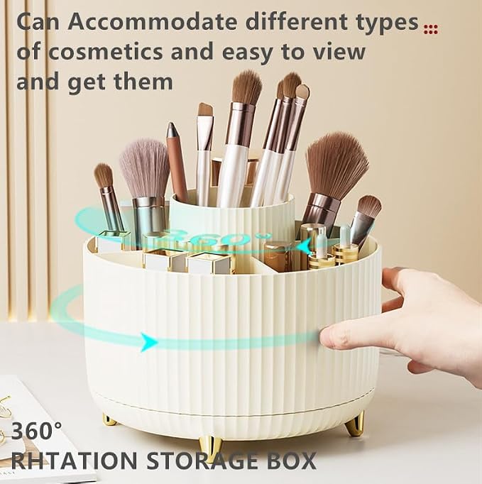 360 Degree Rotating Makeup Brush Holder Organizer Detachable Design 5 Slot Make - Image 4