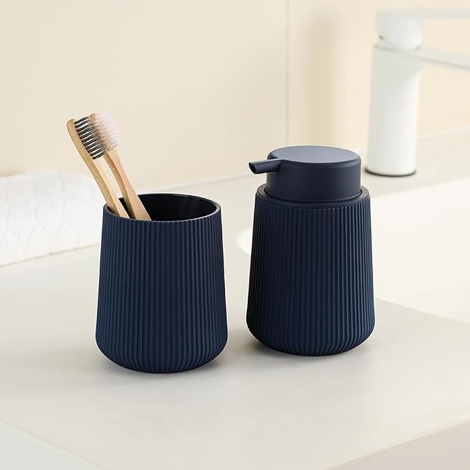 YAUKPH Navy Blue Striped Toothbrush Holder - Image 6