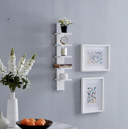 Danya B 5 Tier Wall Shelf Unit Narrow Smooth Laminate Finish - Image 5