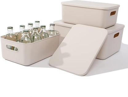 Plastic Storage Baskets With Lid Organizing Container Lidded Knit Storage by Yishyfier