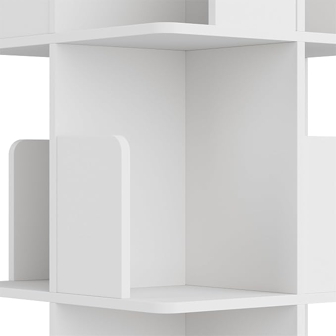 YOWOS VITRU Spin 360 Rotating Bookshelf Tower, Square Wood Spinning Bookcase - Image 6