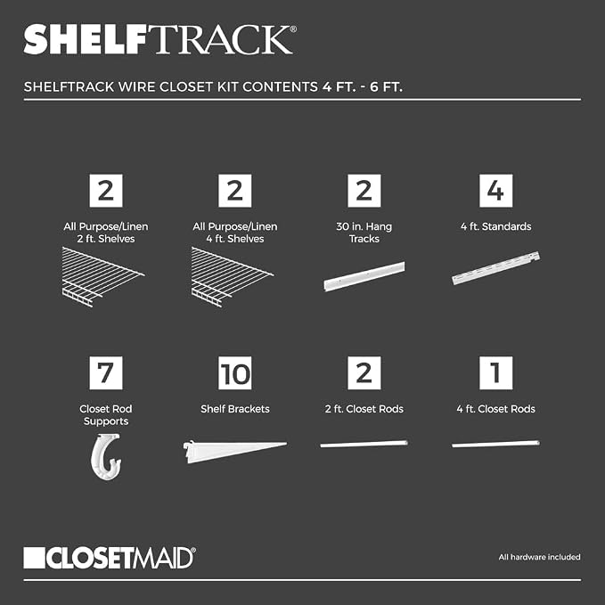 ClosetMaid ShelfTrack Wire Closet Organizer System, Adjustable from 4 to 6 Ft. - Image 3