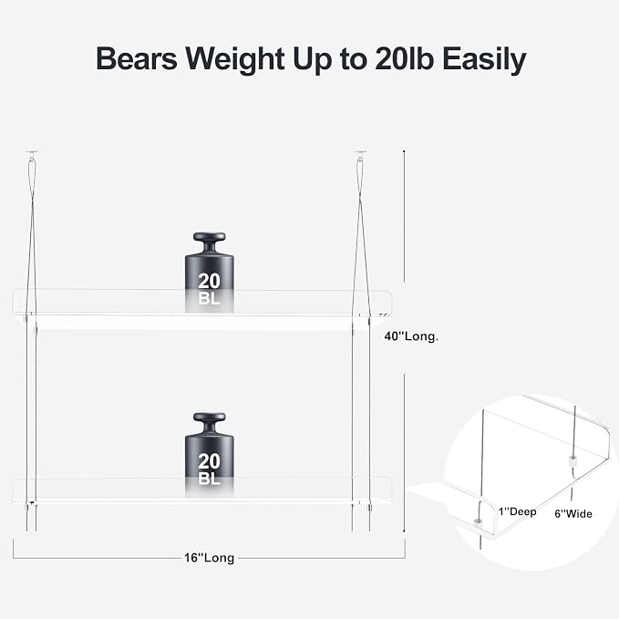 2-Tier Hanging Clear Plant Shelves - Image 3