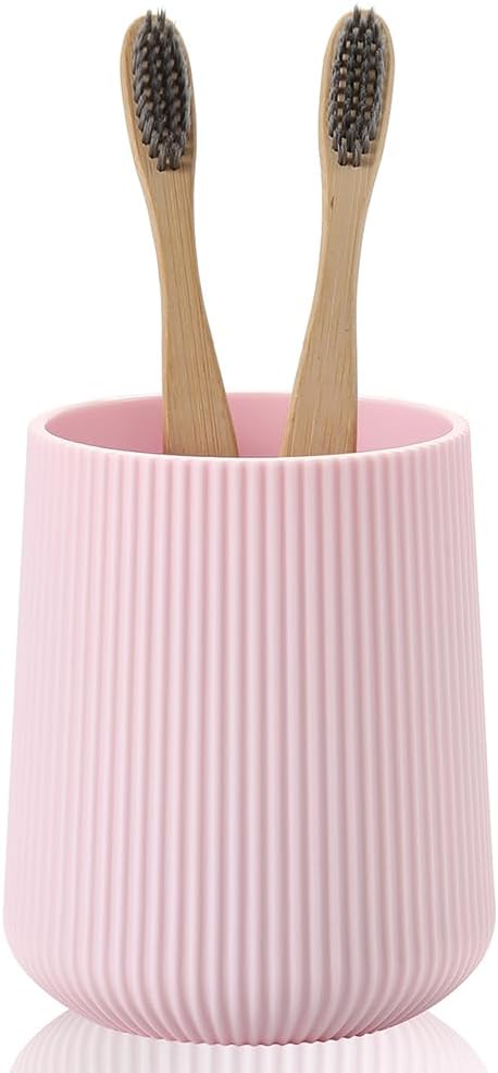 YAUKPH Pink Striped Toothbrush Holder by KellyHome