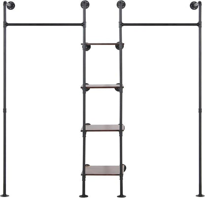 Wall Mounted Industrial Pipe Heavy Duty Clothes Rack, Clothing Rods - Image 3
