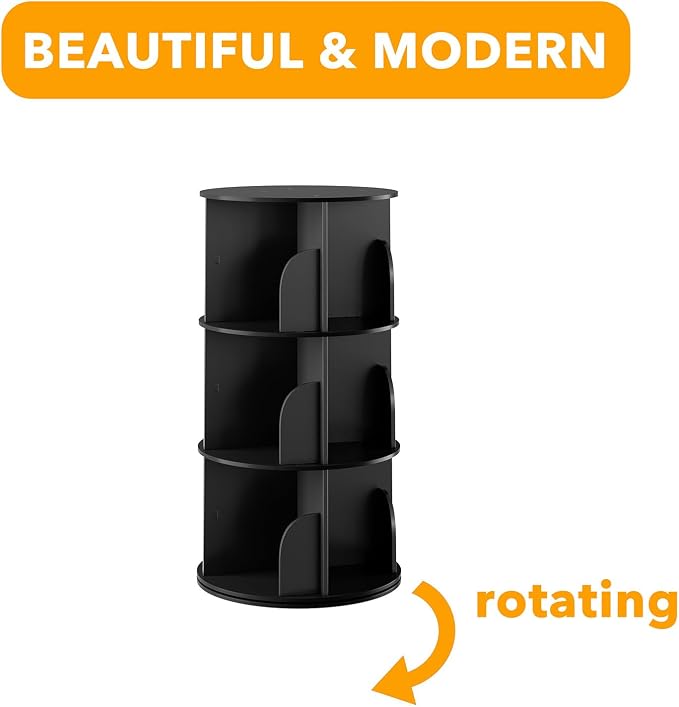 SpaceAid 3 Tier Rotating Bookshelf Tower, Spinning Bookcase Lazy Susan - Image 7