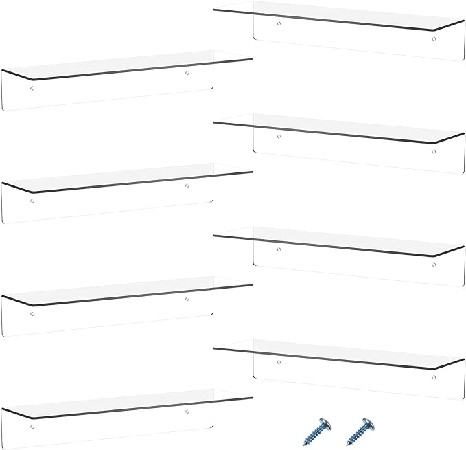 Blulu 8 Pcs Clear Acrylic Floating Shelves by Blulu