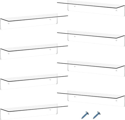 Blulu 8 Pcs Clear Acrylic Floating Shelves by Blulu
