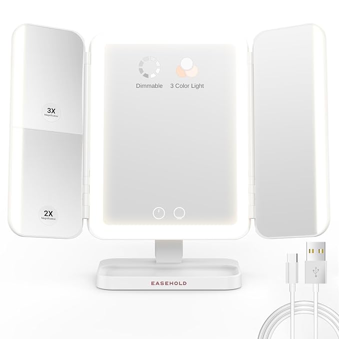 EASEHOLD Makeup Mirror with Lights, Rechargable Lighted Vanity Mirror with 116 by EASEHOLD