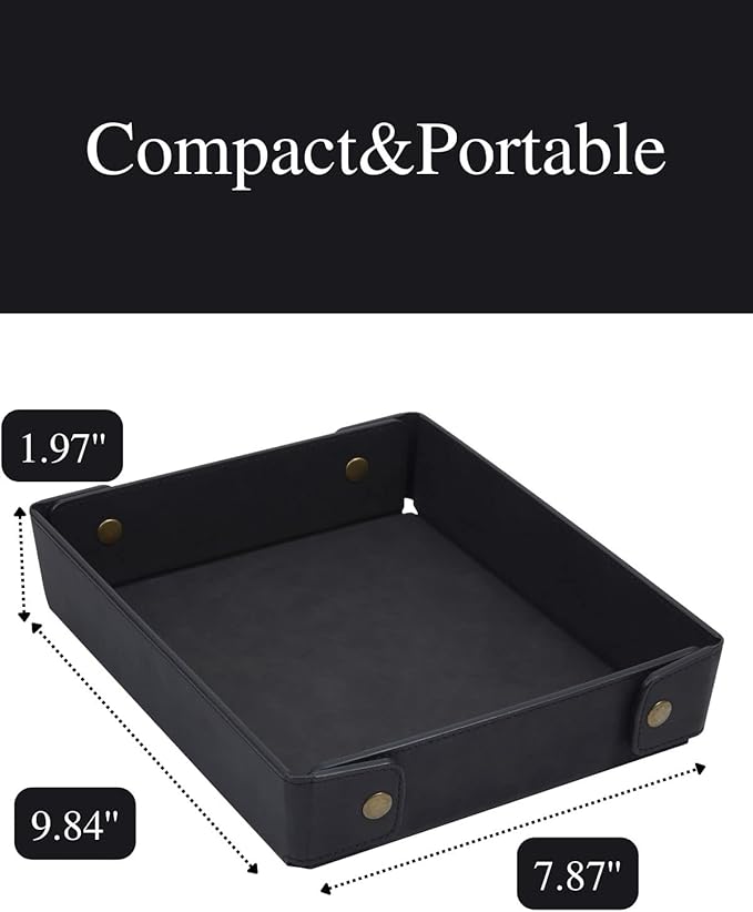 CASIRENA Father's Day Gifts Faux Leather Valet Tray Organizer - Image 4