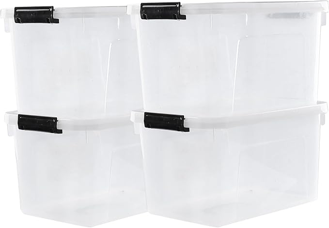 4-Pack 10.5 Quart Clear Plastic Latch Storage Boxes by Fiazony