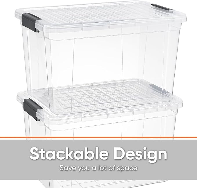 Superio Clear Storage Box with Lid, Plastic Container Bin - Image 4