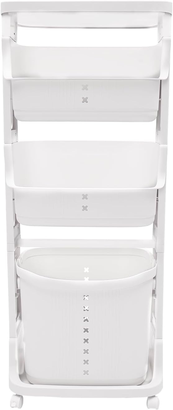 Rolling Laundry Hamper 4 Section Laundry Sorter Cart Vertical Laundry Basket by mignonnememe