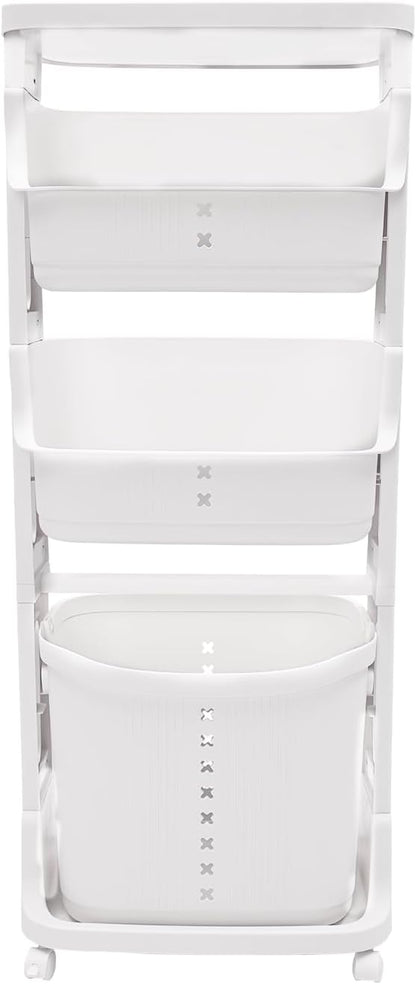 Rolling Laundry Hamper 4 Section Laundry Sorter Cart Vertical Laundry Basket by mignonnememe