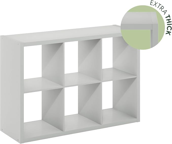 Furinno CUBICLE 6-Cube Book Shelf, Extra Thick Frame Bookshelf, Light Grey | - Image 9