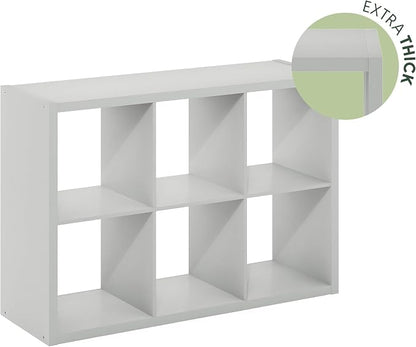 Furinno CUBICLE 6-Cube Book Shelf, Extra Thick Frame Bookshelf, Light Grey | - Image 9