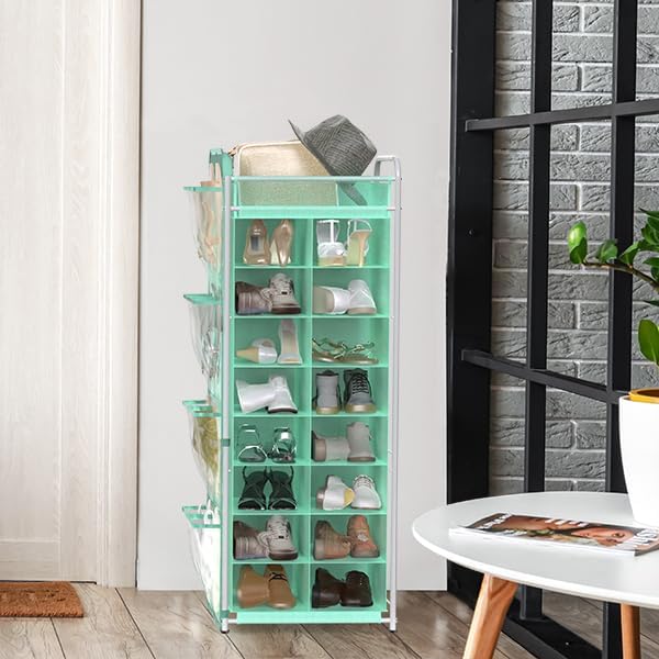 Simple Houseware 16 Cube Shoe Stand Tower Rack 8 Tier, Turquoise | Top Shelf - Image 5