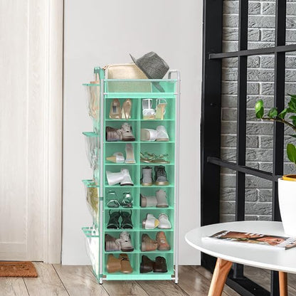 Simple Houseware 16 Cube Shoe Stand Tower Rack 8 Tier, Turquoise | Top Shelf - Image 5