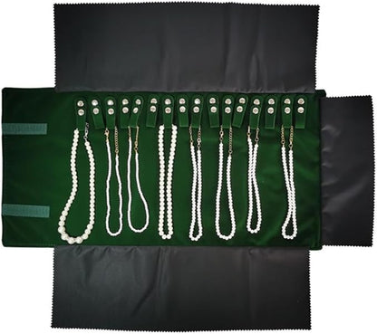 Premium Jewelry Roll Organizer for 16 Necklaces 55cm x 29cm Metal Snap & Velcro - Image 3